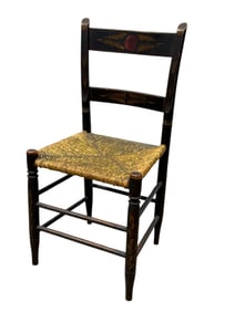 Antique Hand Painted Rush Seat Chair