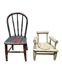 2 Primitive Childs Chairs