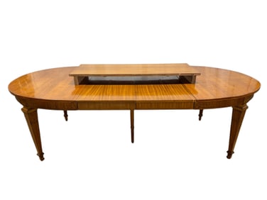 19th C. French Louis XVI Inlaid Walnut Dining Table w/ 3 Leaves