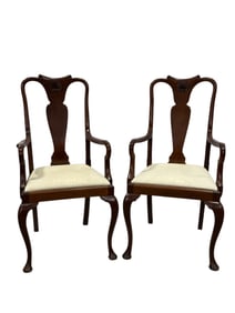 Pair of Antique Queen Anne Style Arm Chairs