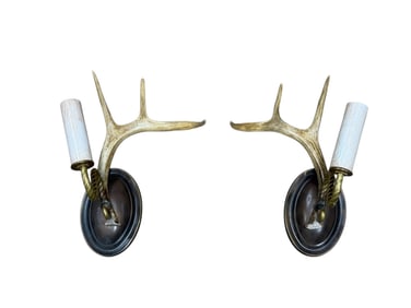 Pair of Deer Antler Wall Sconces