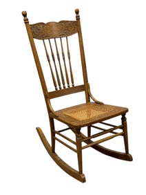 Vintage Oak Pressed Spindle Back Rocker