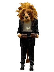 Vintage Stuffed Lion Butler Figure on Skates