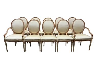 Set of 10 Karges French Style Round Back Dining Chairs