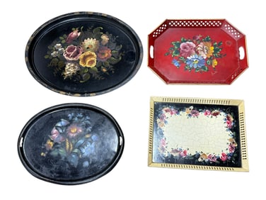Group of 4 Tole Ware Trays