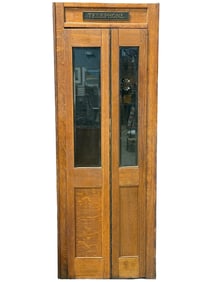 Antique Tiger Oak Telephone Booth