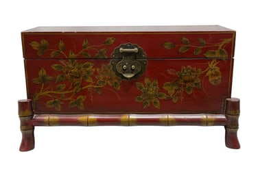 Vintage Chinese Red Lacquer Floral Box