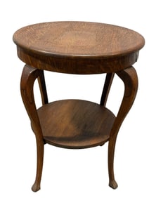 Antique Tiger Oak Round Parlor Table