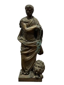 Metal Classical Greek Androcles & Lion Figure