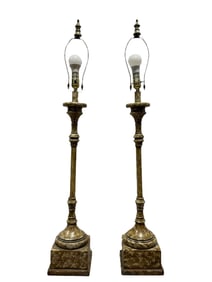 Pair of Composite Candlestick Lamps