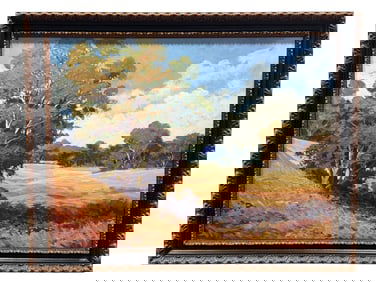 Signed A. Johnson Oil on Canvas "Open Land" Painting