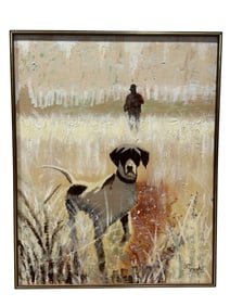Signed Lee Renolds Oil on Canvas Hunting Scene