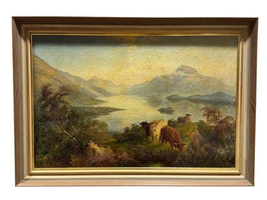 Signed W.H. Williamson 19th C. Oil on Canvas English Cattle Painting