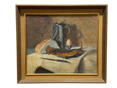 Signed Carl Brandt 1919 Oil on Canvas "Still Life" Painting