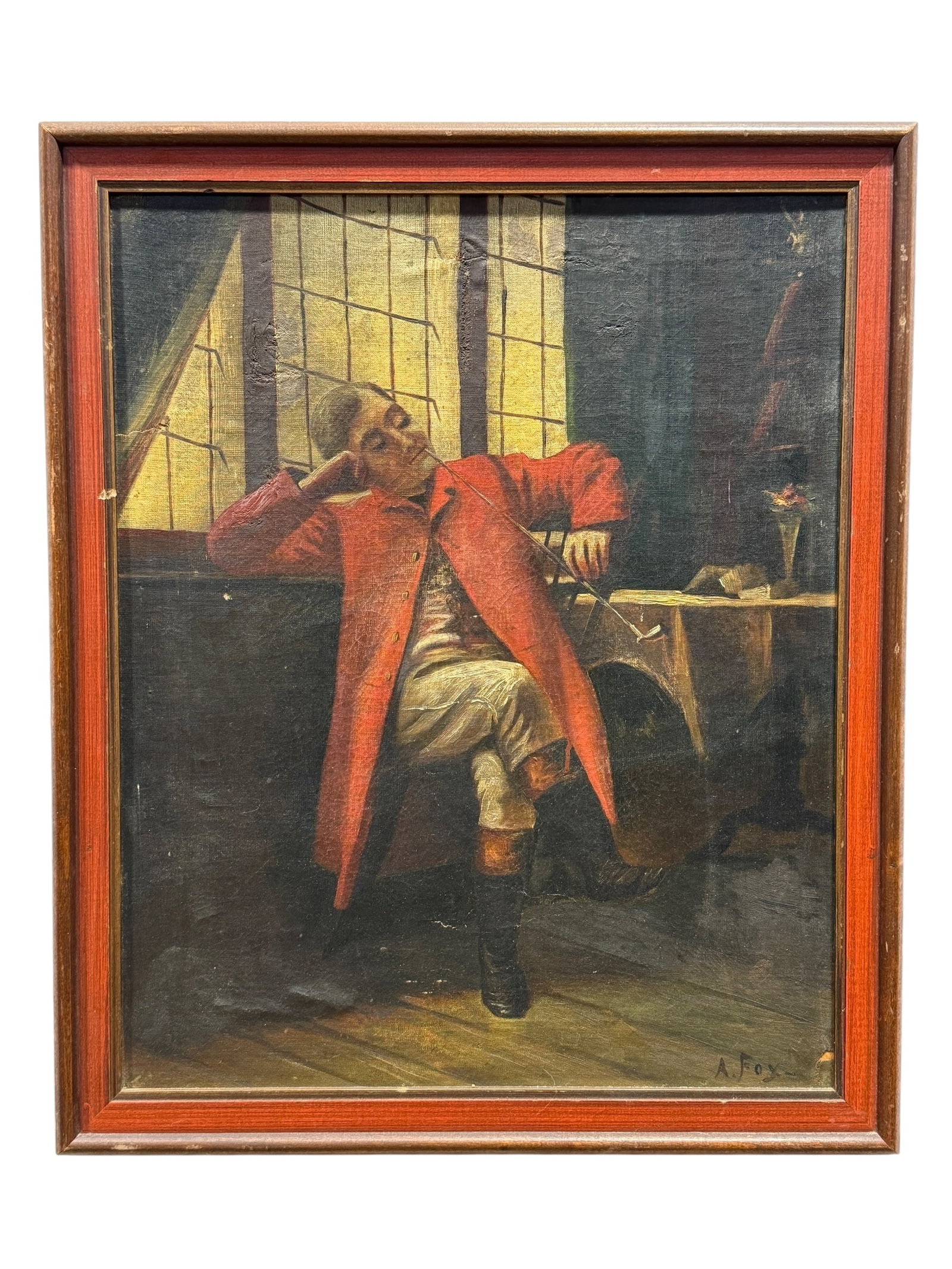 Signed A. Fox Oil on Board "Relaxation" Painting (1 of 6)