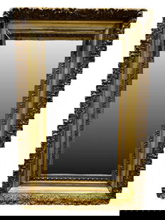 Antique Giltwood Framed Vertical Mirror: Antique Giltwood Framed Vertical Mirror. Measures 33.25" x 21.5". Frame has some scratches, scuffs and small chips. Mirror has some small patina spots.