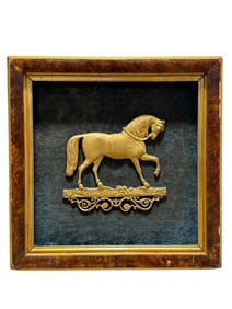 19th C. Framed Gilt Iron Horse