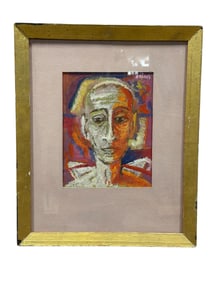Signed Brooks Acrylic on Cardboard Portrait Painting