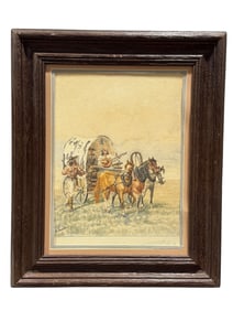 Signed A. Bovvis Watercolor "Countryside Seranade" Painting