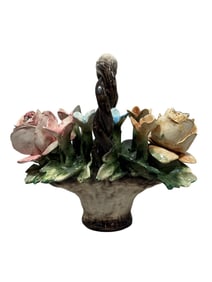 1960s Capodimonte Italian Porcelain Flower Basket