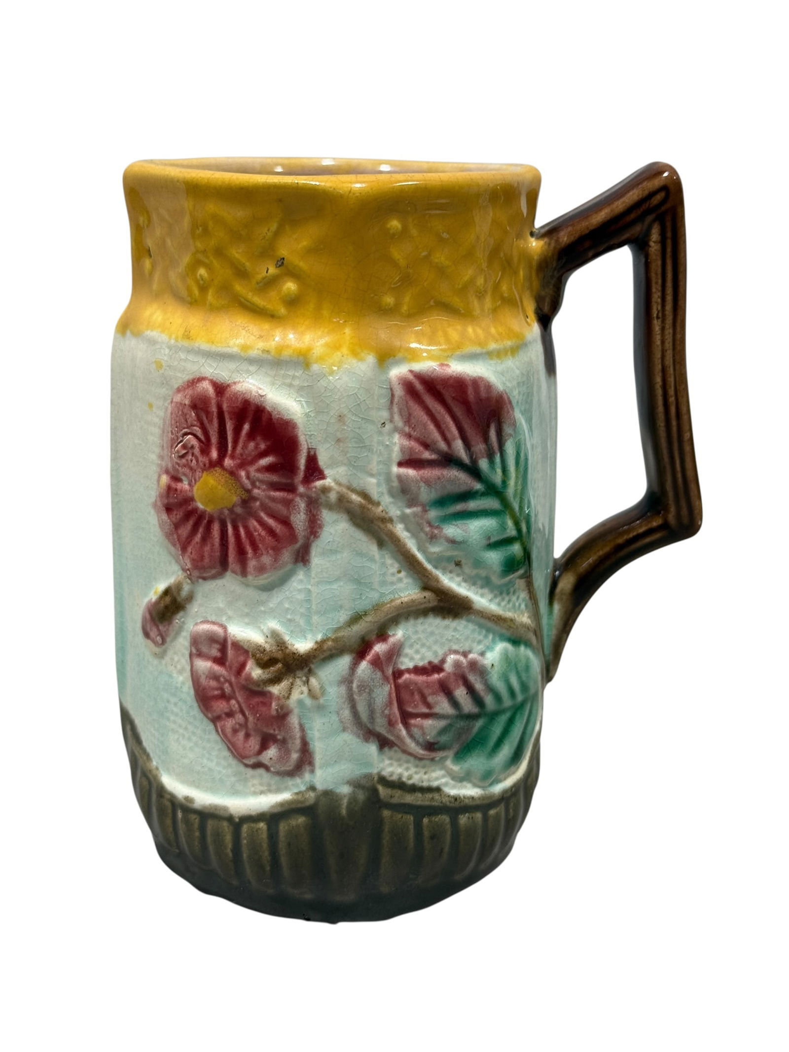 Late 19th C. Floral English Majolica Creamer (1 of 7)