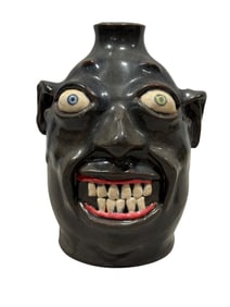 Signed Stacy Lambert Pottery Folk Art Face Jug