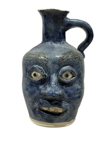 Signed Annette Folk Art Pottery Face Jug