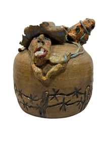Signed Carolyn Simmons "Riding on The Farm" Jug