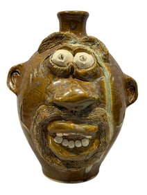 Signed Anna King 2008 Pottery Face Jug