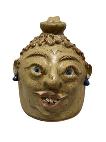 Signed Hall Pottery Face Jug
