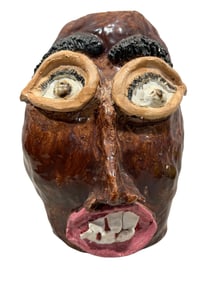 Folk Art Pottery Face Vase
