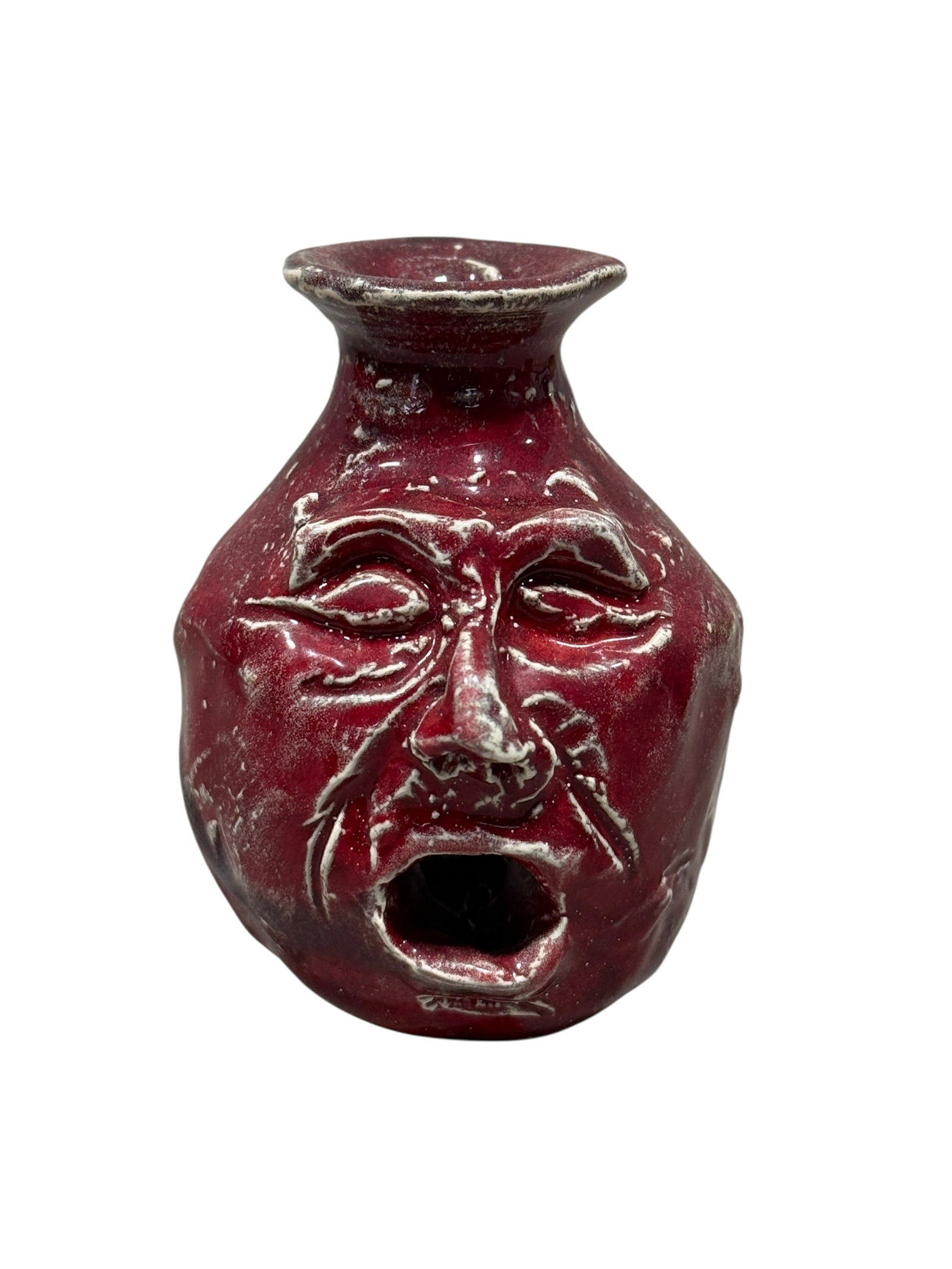 Signed Roy Clark Sams Pottery Face Jug: Signed Roy Clark Sams Pottery Face Jug. Signed on the underside. Measures 3" Tall. In good condition.