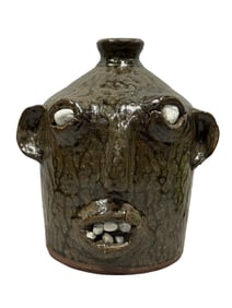 Signed Shelby West Pottery Face Jug