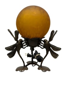 Vintage Bronze Art Nouveau Dragonfly Lamp
