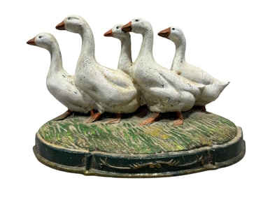 Vintage Cast Iron Flock of Ducks Doorstop
