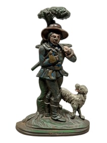 Antique Cast Iron Woodcutter & Dog Umbrella Stand