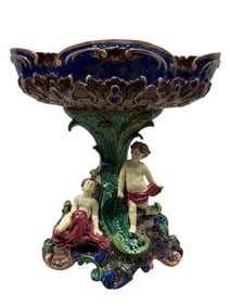 RARE Large Signed Bernhard Bloch Austrian Figural Majolica Centerpiece