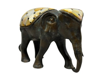 Maitland Smith Bronze & Inlaid Mother of Pearl Elephant