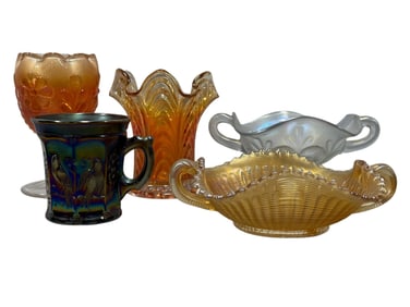 Lot of 5 Carnival Glass Pieces