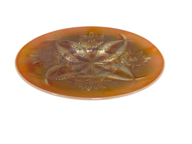 Dugan Peach Opalescent Flowers Plate