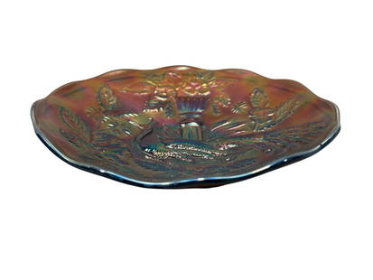 RARE Millersburg "Peacock & Urn" Carnival Glass Bowl: RARE Millersburg "Peacock & Urn" Carnival Glass Bowl. Measures 6" Diameter. In good condition.