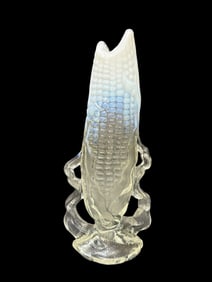 White Opalescent Corn Glass Vase
