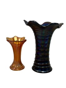 Lot of 2 Imperial Carnival Glass Vases