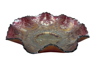 RARE Fenton Dragon & Lotus Carnival Glass Bowl