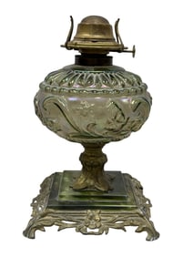 RARE Carnival Glass Oil Lamp