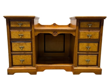 Antique Pine & Burl Walnut Veneer Vanity