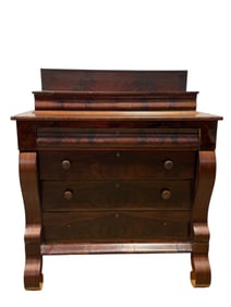 Antique American Empire Flame Mahogany Chest of Drawers