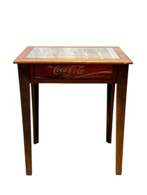 Coca-Cola Crate Walnut Glass Top Table