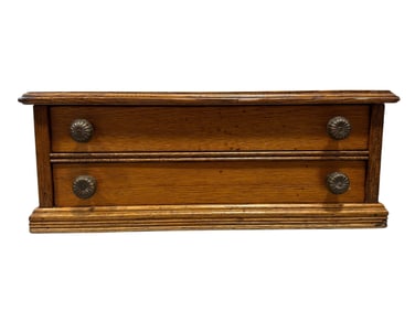 Antique Oak 2 Drawer Spool Cabinet