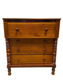 19th C. American Victorian Cherry 4 Drawer Empire Chest